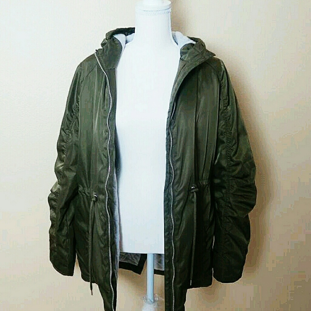 Olive green trench coat
